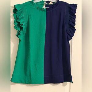 JODIFL Vibrant Green and Deep Navy Blouse